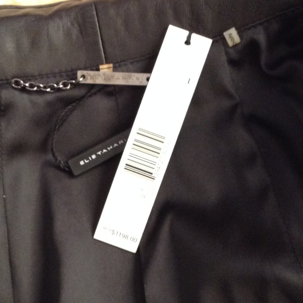 ELIE TAHARI Black Leather Blazer, Size Large - Picture 8 of 8